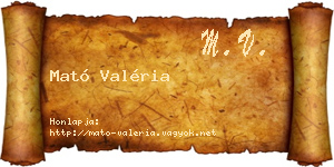 Mató Valéria névjegykártya